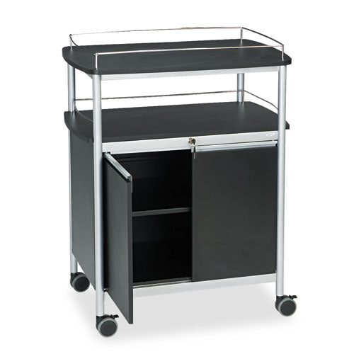 Image of Safco® Mobile Beverage Cart, Plastic, 4 Shelves, 33.5" x 21.75" x 43", Black