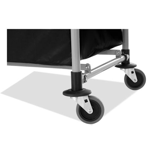 Image of Rubbermaid® Commercial One-Compartment Collapsible X-Cart, Synthetic Fabric, 9.96 cu ft Bin, 24.1" x 35.7" x 34", Black/Silver