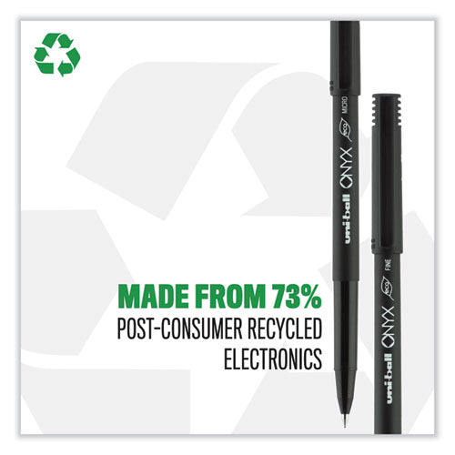 Image of uniball® ONYX Rollerball Pen, Stick, Fine 0.7 mm, Black Ink, Black Barrel, 72/Pack
