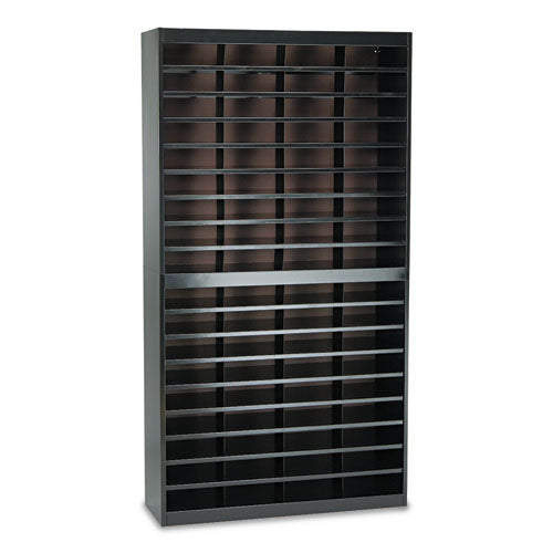 Image of Safco® Steel/Fiberboard E-Z Stor Sorter, 72 Compartments, 37.5 x 12.75 x 71, Black