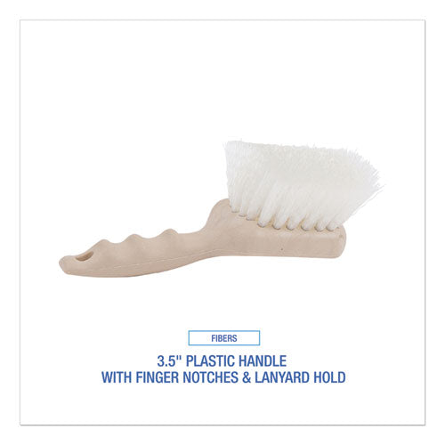 Image of Boardwalk® Utility Brush, Cream Nylon Bristles, 5.5" Brush, 3.5" Tan Plastic Handle
