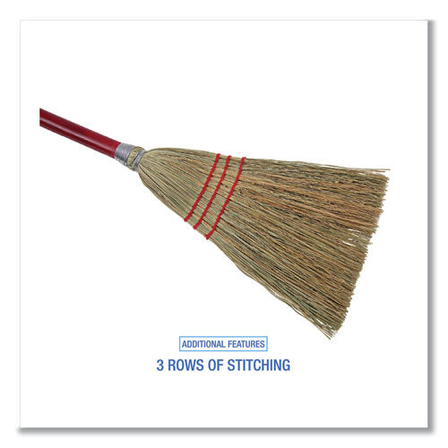 Image of Boardwalk® Corn Fiber Lobby/toy Broom, Corn Fiber Bristles, 39" Overall Length, Red, 12/carton