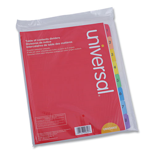 Image of Universal® Deluxe Table Of Contents Dividers For Printers, 8-Tab, 1 To 8; Table Of Contents, 11 X 8.5, White, 6 Sets