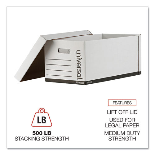 Image of Universal® Medium-Duty Easy Assembly Storage Box, Letter Files, White, 12/carton