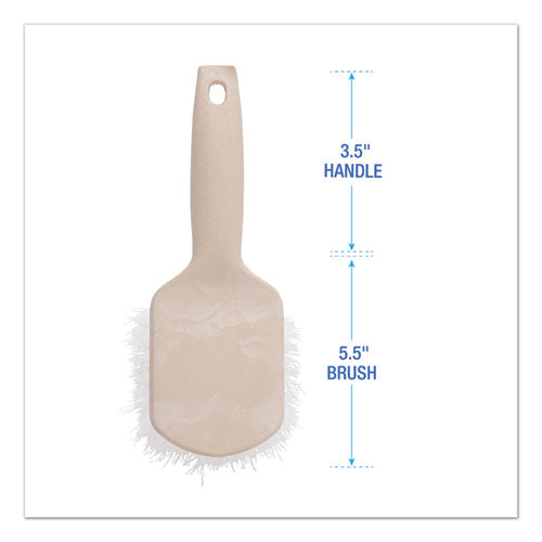 Image of Boardwalk® Utility Brush, Cream Nylon Bristles, 5.5" Brush, 3.5" Tan Plastic Handle