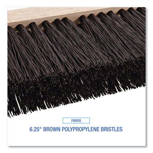 Image of Boardwalk® Street Broom Head, 6.25" Brown Polypropylene Bristles, 16" Brush