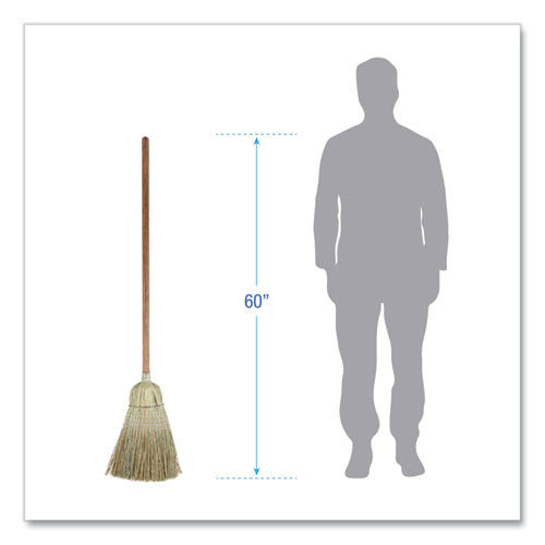Image of Boardwalk® Corn/fiber Brooms, Corn/synthetic Fiber Bristles, 60" Overall Length, Gray/natural, 6/carton