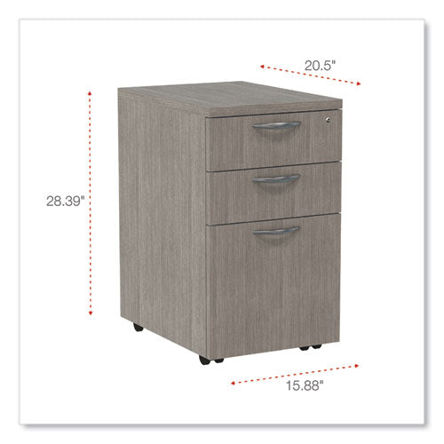 Image of Alera® Alera Valencia Series Mobile Pedestal File, Left/Right, 3-Drawer: Box/Box/File, Legal/Letter, Gray, 15.88 x 20.5 x 28.39