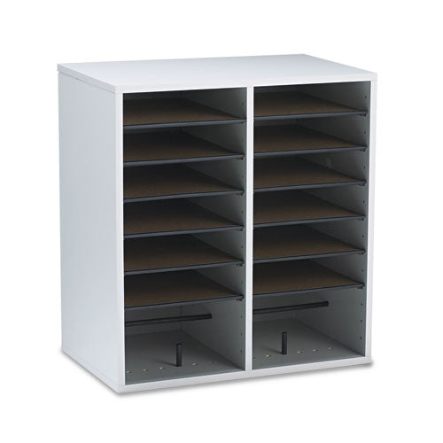 Image of Safco® Wood/Laminate Literature/CD Sorter, 16 Compartments, 19.5 x 11.75 x 21, Gray Wood