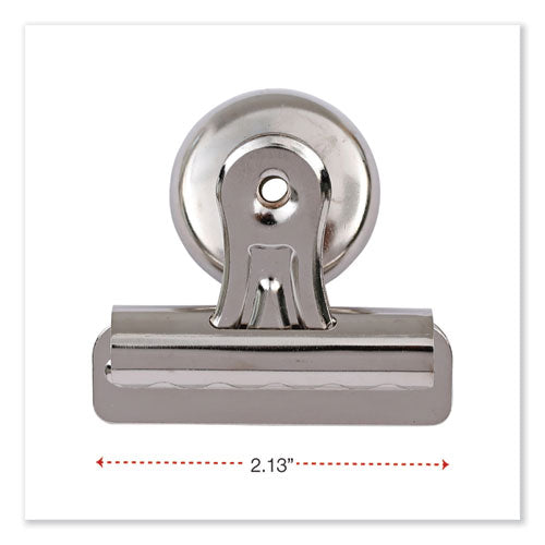 Image of Universal® Bulldog Magnetic Clips, Medium, Nickel, 12/Pack