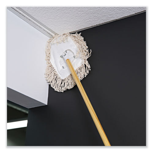 Image of Boardwalk® Wedge Dust Mop Head Frame/Lacquered Wood Handle, 0.94" dia x 48" Length, Natural