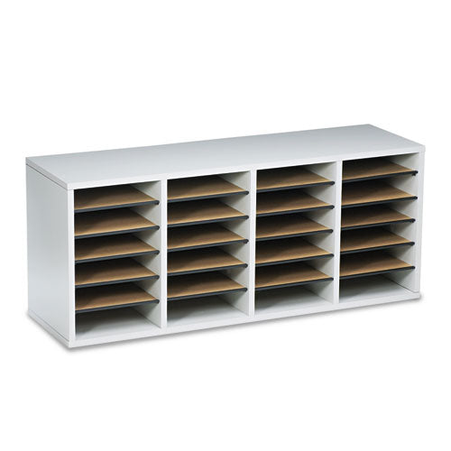 Image of Safco® Wood/Laminate Literature Sorter, 24 Compartments, 39.25 x 11.75 x 16.38, Gray