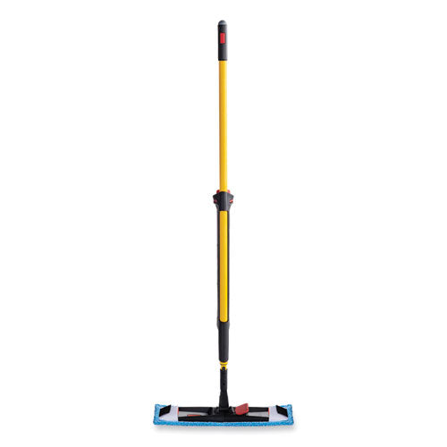 Image of Rubbermaid® Commercial Adaptable Flat Mop Kit, 19.5 X 5.5 Blue Microfiber Head, 48" To 72" Yellow Aluminum Handle