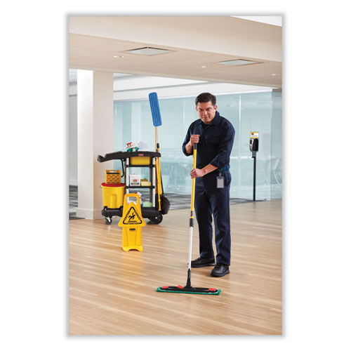 Image of Rubbermaid® Commercial Adaptable Flat Mop Kit, 19.5 X 5.5 Blue Microfiber Head, 48" To 72" Yellow Aluminum Handle