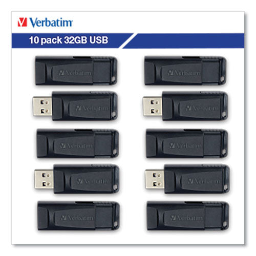 Image of Verbatim® Store 'n' Go USB Flash Drive Business Bulk, 32 GB, Black, 10/Pack