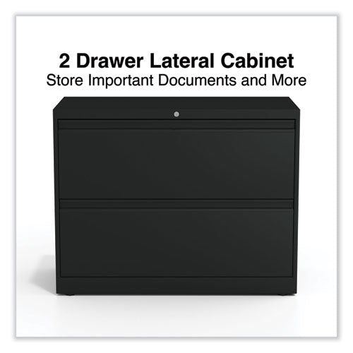 Image of Alera® Lateral File, 2 Legal/Letter-Size File Drawers, Black, 36" x 18.63" x 28"