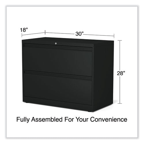Image of Alera® Lateral File, 2 Legal/Letter-Size File Drawers, Black, 36" x 18.63" x 28"