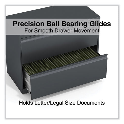 Image of Alera® Lateral File, 2 Legal/Letter/A4/A5-Size File Drawers, Charcoal, 36" x 18.63" x 28"