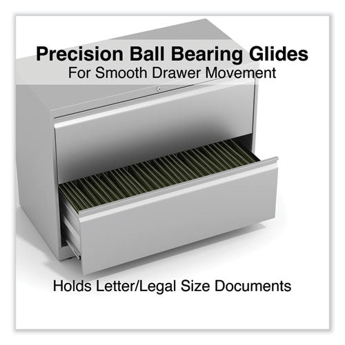 Image of Alera® Lateral File, 2 Legal/Letter-Size File Drawers, Light Gray, 36" x 18.63" x 28"