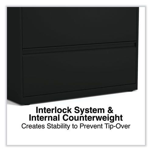 Image of Alera® Lateral File, 3 Legal/Letter/A4/A5-Size File Drawers, Black, 36" x 18.63" x 40.25"