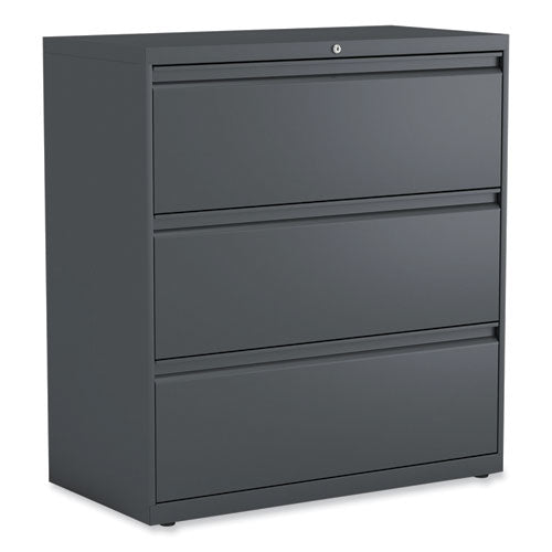 Image of Alera® Lateral File, 3 Legal/Letter/A4/A5-Size File Drawers, Charcoal, 36" x 18.63" x 40.25"