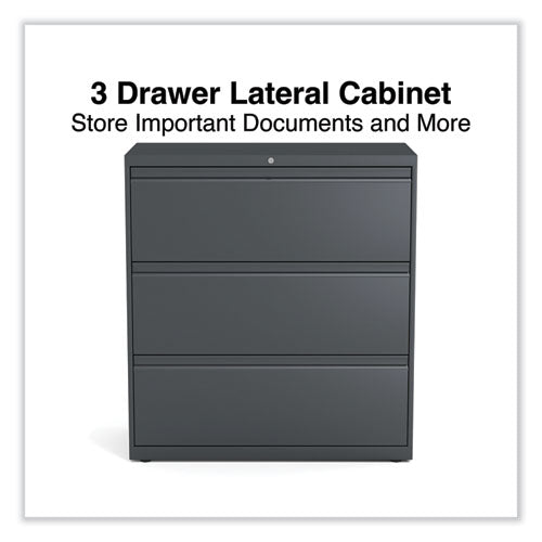 Image of Alera® Lateral File, 3 Legal/Letter/A4/A5-Size File Drawers, Charcoal, 36" x 18.63" x 40.25"
