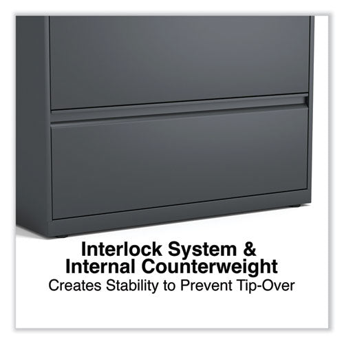 Image of Alera® Lateral File, 3 Legal/Letter/A4/A5-Size File Drawers, Charcoal, 36" x 18.63" x 40.25"