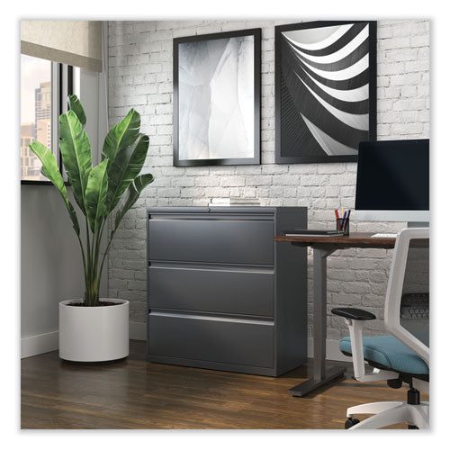 Image of Alera® Lateral File, 3 Legal/Letter/A4/A5-Size File Drawers, Charcoal, 36" x 18.63" x 40.25"