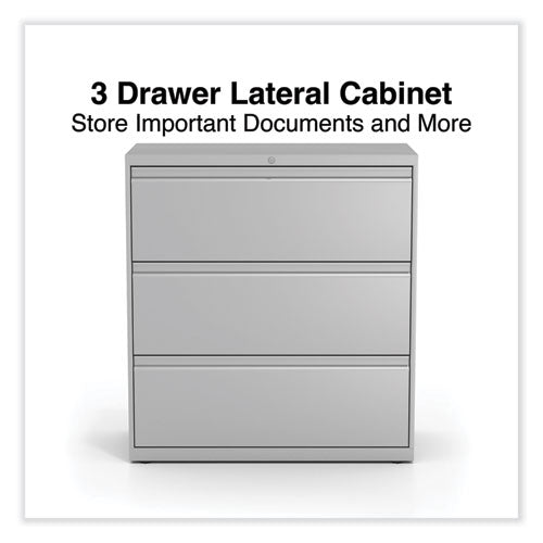 Image of Alera® Lateral File, 3 Legal/Letter/A4/A5-Size File Drawers, Light Gray, 36" x 18.63" x 40.25"
