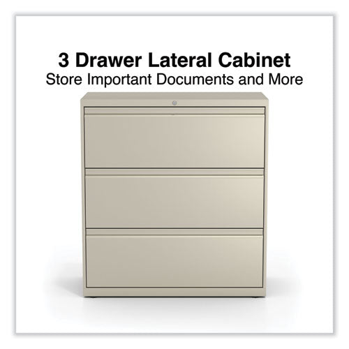 Image of Alera® Lateral File, 3 Legal/Letter/A4/A5-Size File Drawers, Putty, 36" x 18.63" x 40.25"