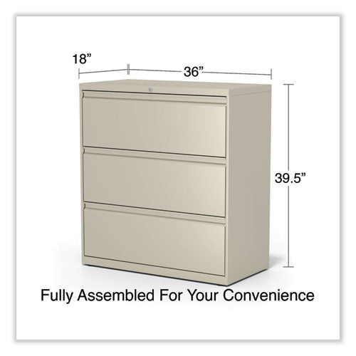 Image of Alera® Lateral File, 3 Legal/Letter/A4/A5-Size File Drawers, Putty, 36" x 18.63" x 40.25"