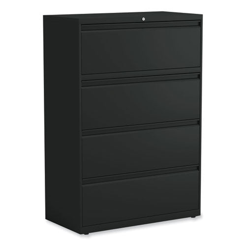 Image of Alera® Lateral File, 4 Legal/Letter-Size File Drawers, Black, 36" x 18.63" x 52.5"