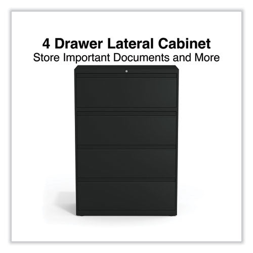 Image of Alera® Lateral File, 4 Legal/Letter-Size File Drawers, Black, 36" x 18.63" x 52.5"
