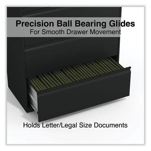 Image of Alera® Lateral File, 4 Legal/Letter-Size File Drawers, Black, 36" x 18.63" x 52.5"