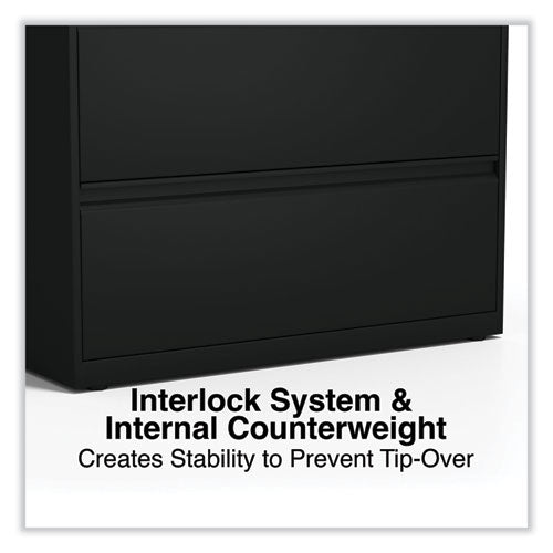 Image of Alera® Lateral File, 4 Legal/Letter-Size File Drawers, Black, 36" x 18.63" x 52.5"