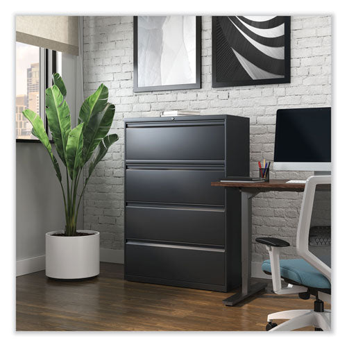 Image of Alera® Lateral File, 4 Legal/Letter-Size File Drawers, Black, 36" x 18.63" x 52.5"