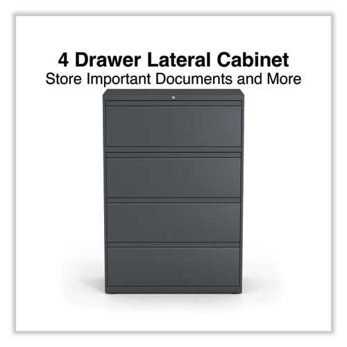 Image of Alera® Lateral File, 4 Legal/Letter/A4/A5-Size File Drawers, Charcoal, 36" x 18.63" x 52.5"