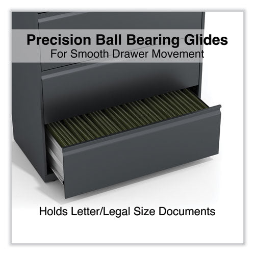 Image of Alera® Lateral File, 4 Legal/Letter/A4/A5-Size File Drawers, Charcoal, 36" x 18.63" x 52.5"