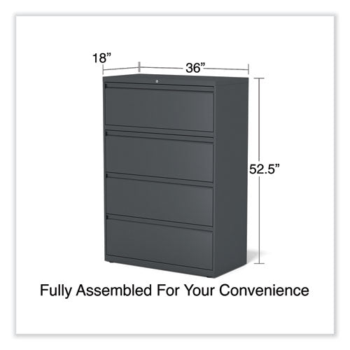 Image of Alera® Lateral File, 4 Legal/Letter/A4/A5-Size File Drawers, Charcoal, 36" x 18.63" x 52.5"
