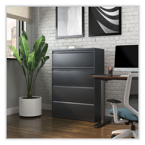 Image of Alera® Lateral File, 4 Legal/Letter/A4/A5-Size File Drawers, Charcoal, 36" x 18.63" x 52.5"