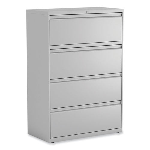Image of Alera® Lateral File, 4 Legal/Letter-Size File Drawers, Light Gray, 36" x 18.63" x 52.5"