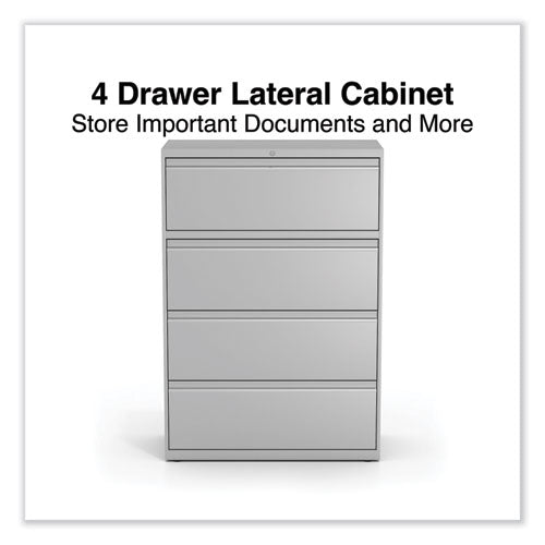 Image of Alera® Lateral File, 4 Legal/Letter-Size File Drawers, Light Gray, 36" x 18.63" x 52.5"