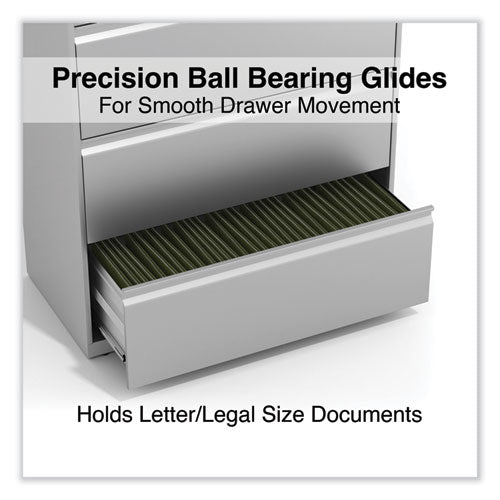 Image of Alera® Lateral File, 4 Legal/Letter-Size File Drawers, Light Gray, 36" x 18.63" x 52.5"