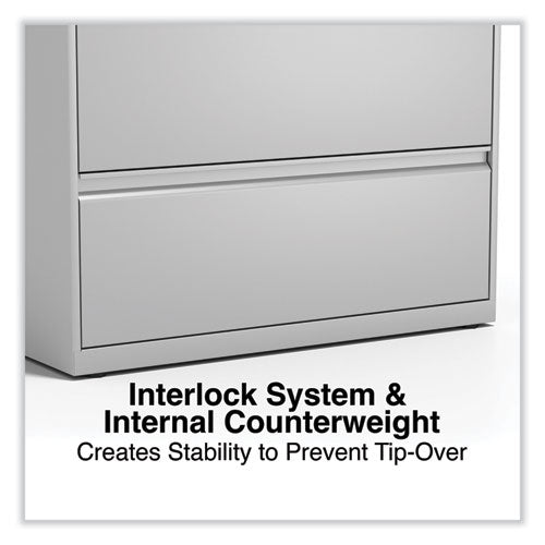 Image of Alera® Lateral File, 4 Legal/Letter-Size File Drawers, Light Gray, 36" x 18.63" x 52.5"