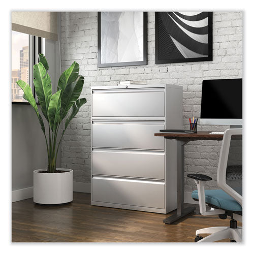 Image of Alera® Lateral File, 4 Legal/Letter-Size File Drawers, Light Gray, 36" x 18.63" x 52.5"