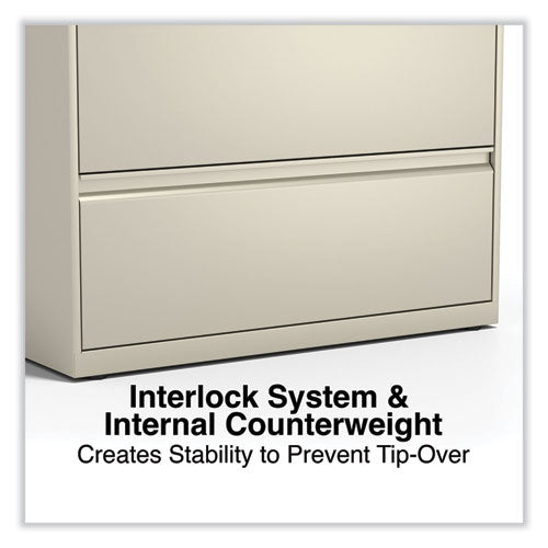 Image of Alera® Lateral File, 4 Legal/Letter-Size File Drawers, Putty, 36" x 18.63" x 52.5"