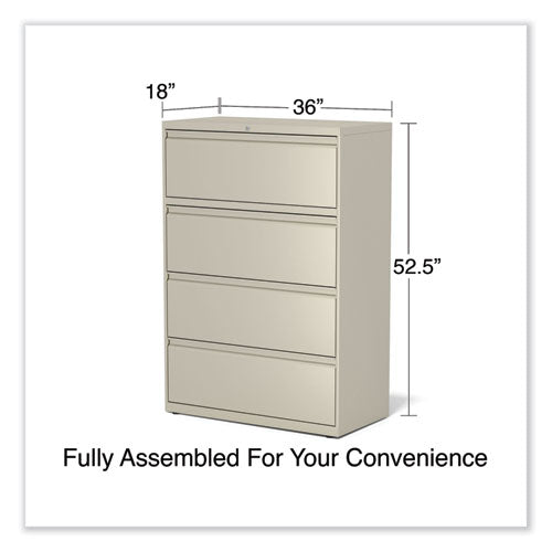 Image of Alera® Lateral File, 4 Legal/Letter-Size File Drawers, Putty, 36" x 18.63" x 52.5"