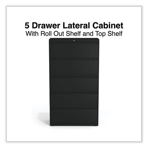 Image of Alera® Lateral File, 5 Legal/Letter/A4/A5-Size File Drawers, Black, 36" x 18.63" x 67.63"