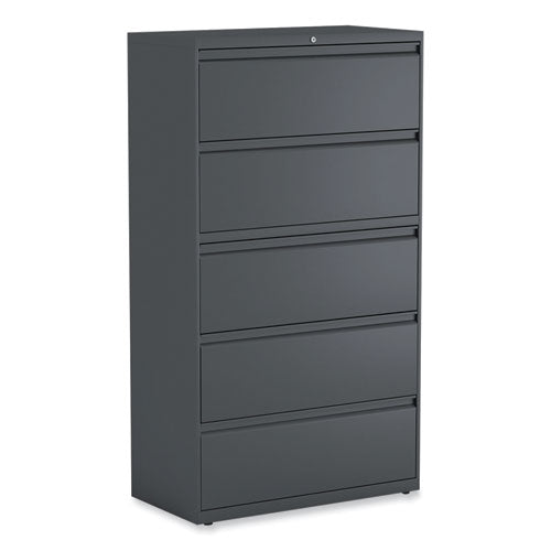 Image of Alera® Lateral File, 5 Legal/Letter/A4/A5-Size File Drawers, Charcoal, 36" x 18.63" x 67.63"