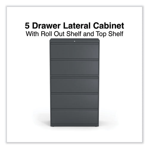 Image of Alera® Lateral File, 5 Legal/Letter/A4/A5-Size File Drawers, Charcoal, 36" x 18.63" x 67.63"